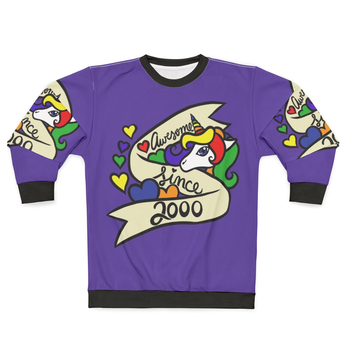 Awesome Since 2000 Unisex Sweatshirt with Unicorn and Legendary Animals Design