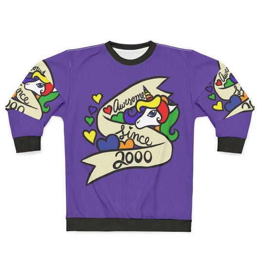 Awesome Since 2000 Unisex Sweatshirt with Unicorn and Legendary Animals Design