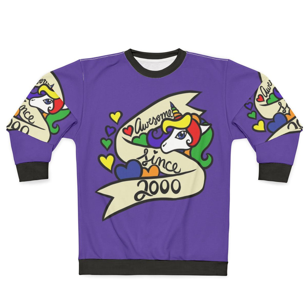 Awesome Since 2000 Unisex Sweatshirt with Unicorn and Legendary Animals Design
