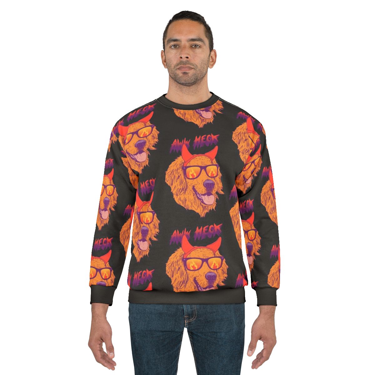 Aww Heck Retro 80s Golden Retriever Sweatshirt