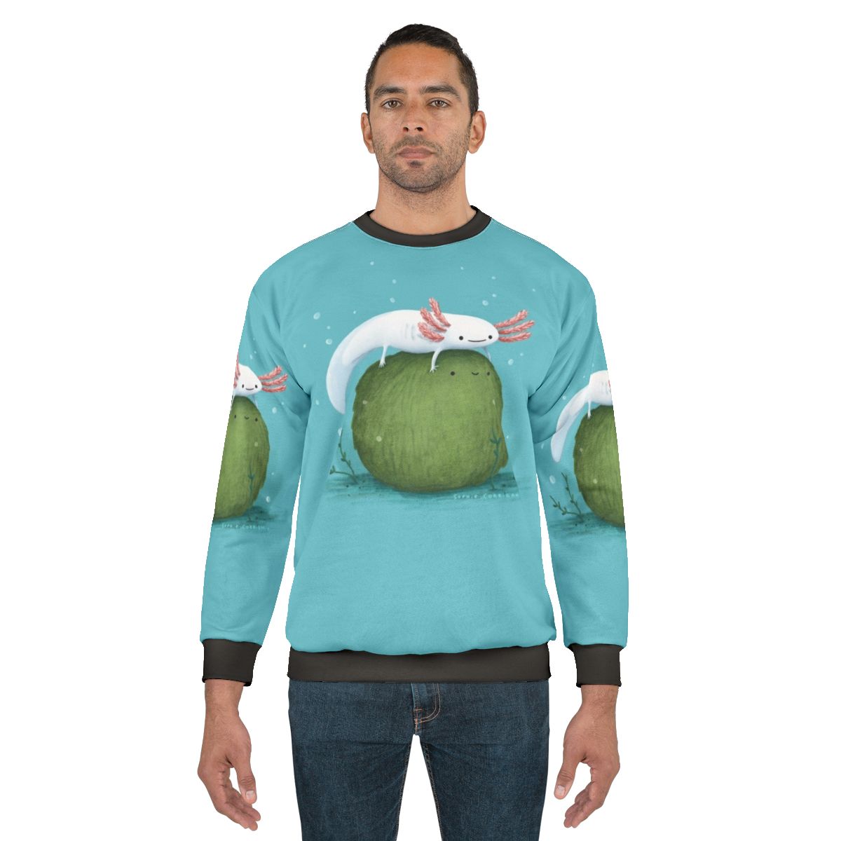 Cute Axolotl on Mossball Sweatshirt