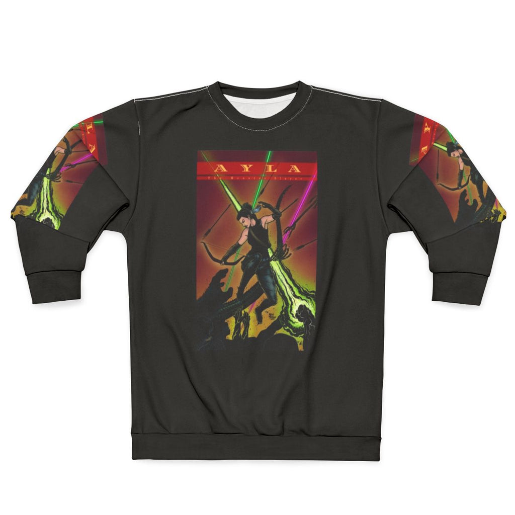 Ayla The Monster Slayer Jumping Into Battle Sweatshirt