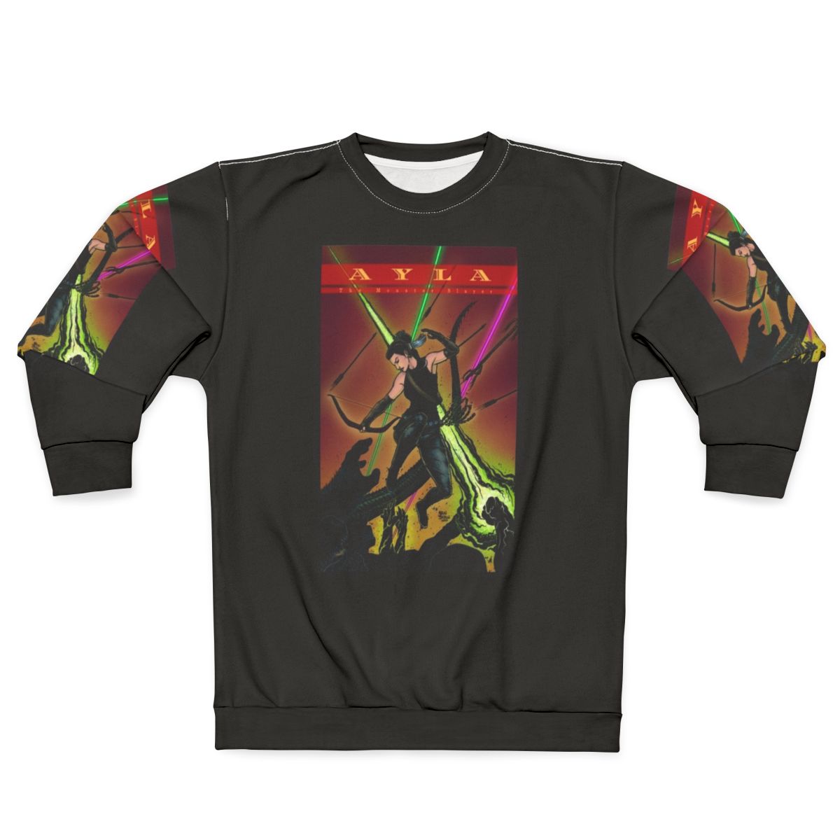 Ayla The Monster Slayer Jumping Into Battle Sweatshirt