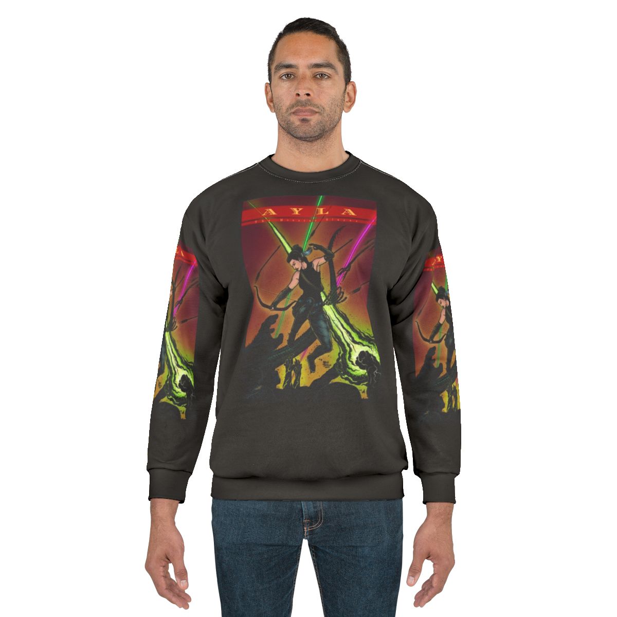 Ayla The Monster Slayer Jumping Into Battle Sweatshirt