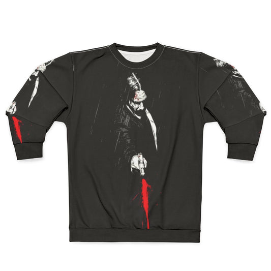 Baba Yaga-inspired John Wick sweatshirt in a chilling red color