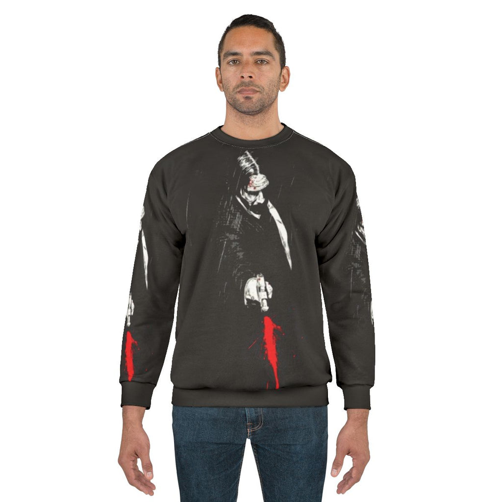 Baba Yaga-inspired John Wick sweatshirt in a chilling red color