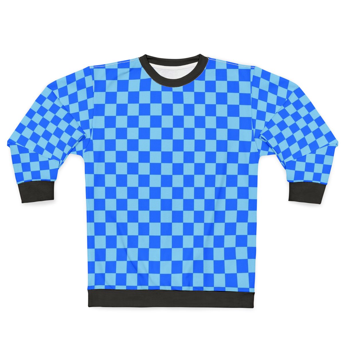 Baby blue and brandeis blue checkered sweatshirt