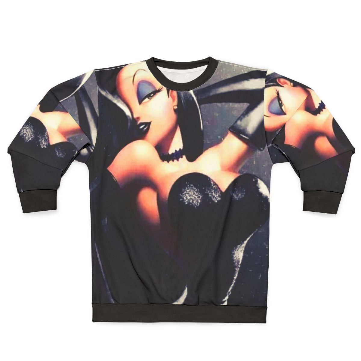 Black sweatshirt featuring the iconic cartoon character Jessica Rabbit