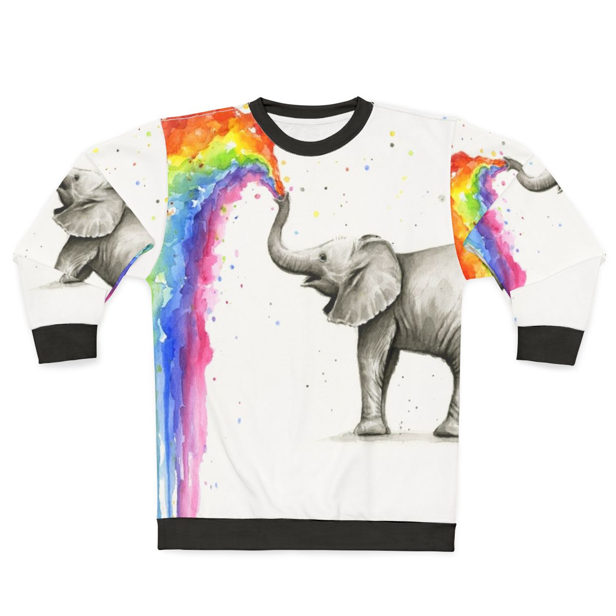 Baby elephant spraying rainbow on sweatshirt
