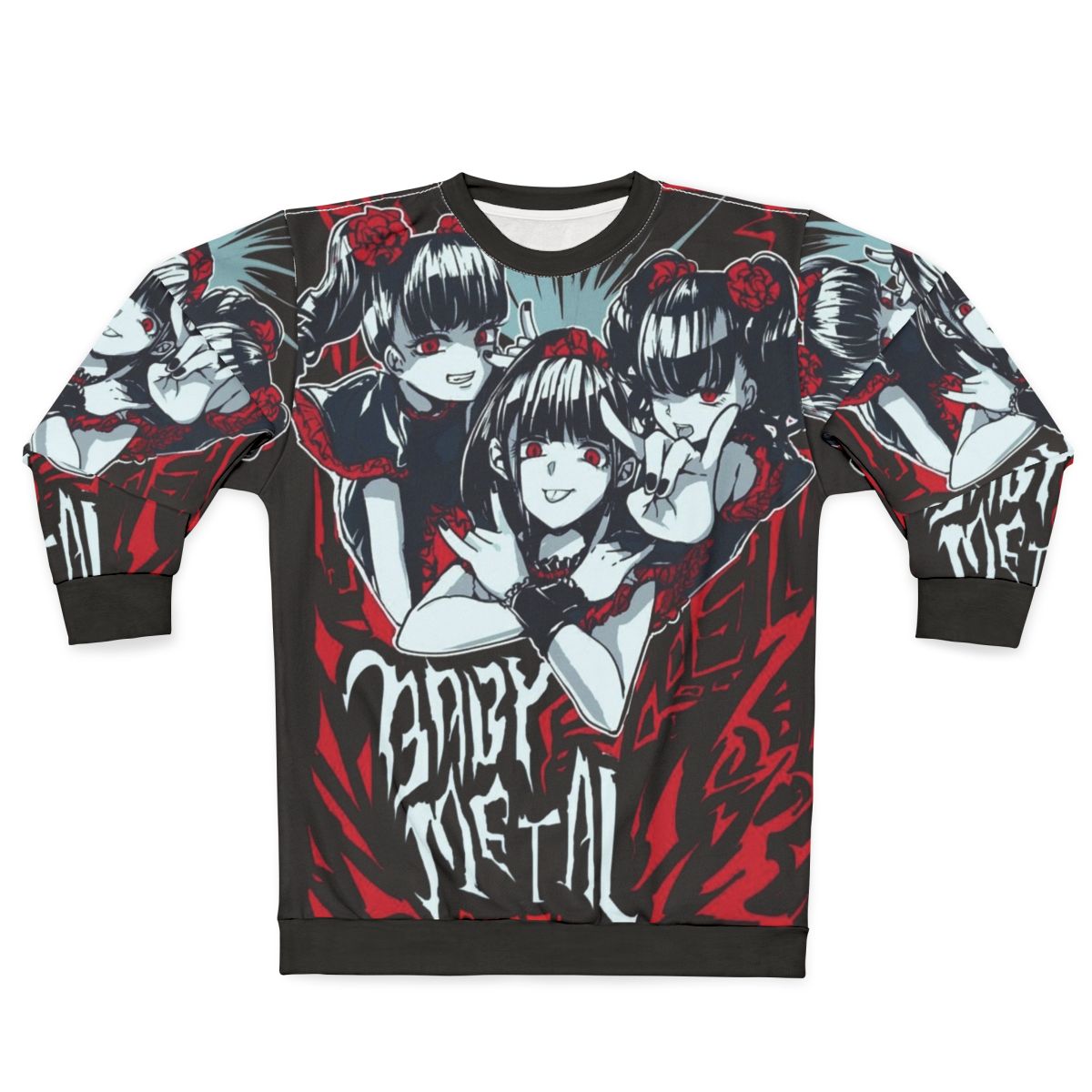 Babymetal inspired Japanese heavy metal logo on a gray sweatshirt