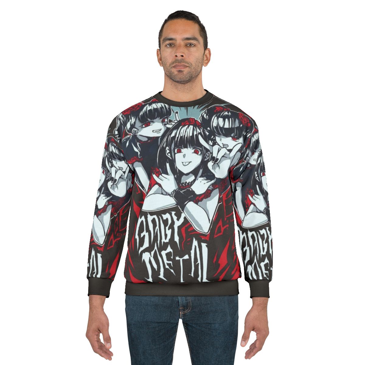 Babymetal inspired Japanese heavy metal logo on a gray sweatshirt