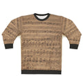 Baroque music sweatshirt featuring Bach's musical notes