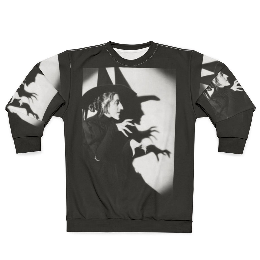 A cozy "Bad Witch" sweatshirt featuring a chilling design