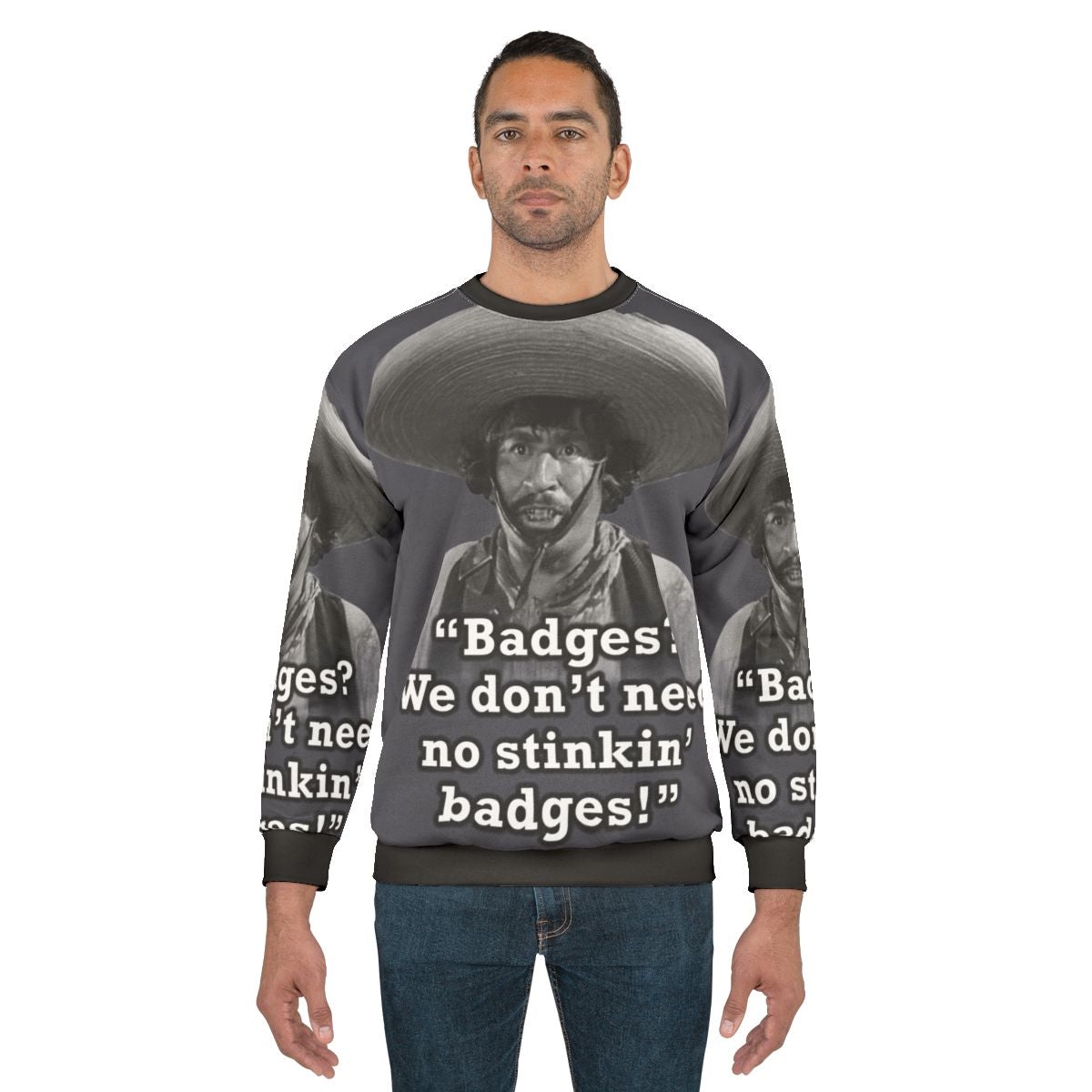 Mexican badges sweatshirt with humorous slogan
