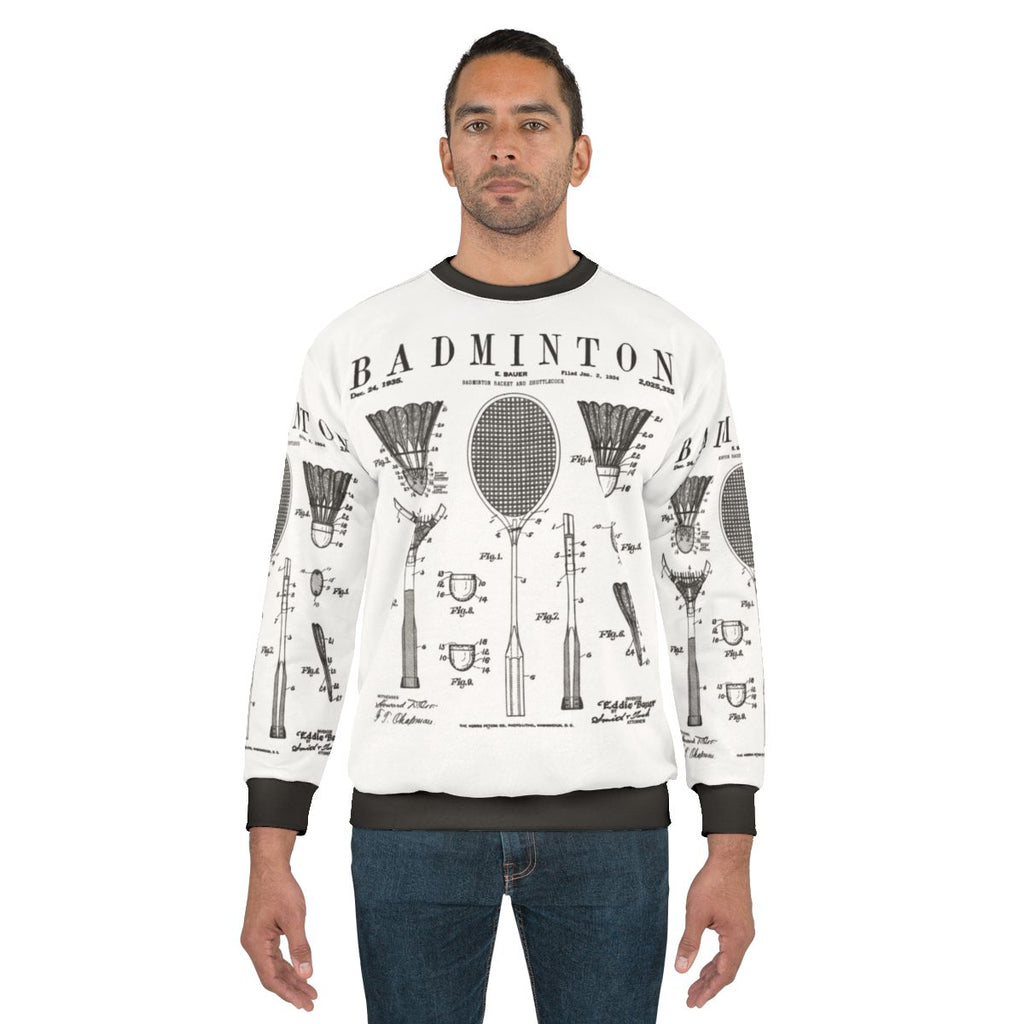 Vintage Badminton Patent Art Print Sweatshirt