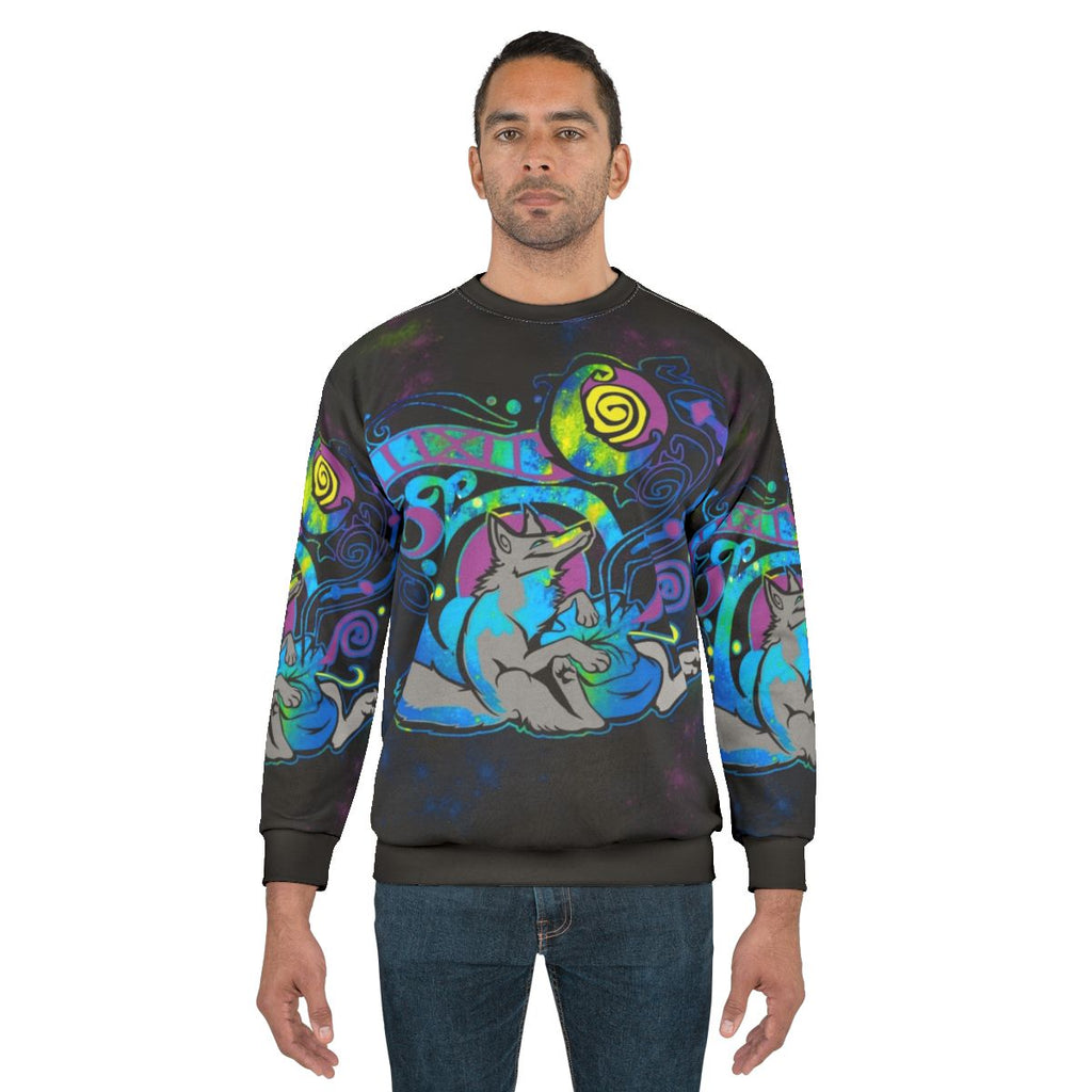 Bag of Tricks Redux Sweatshirt featuring animal, tribal, and celestial designs