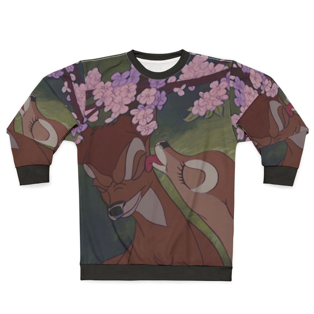 Disney inspired Bambi kiss sweatshirt with deer and floral design