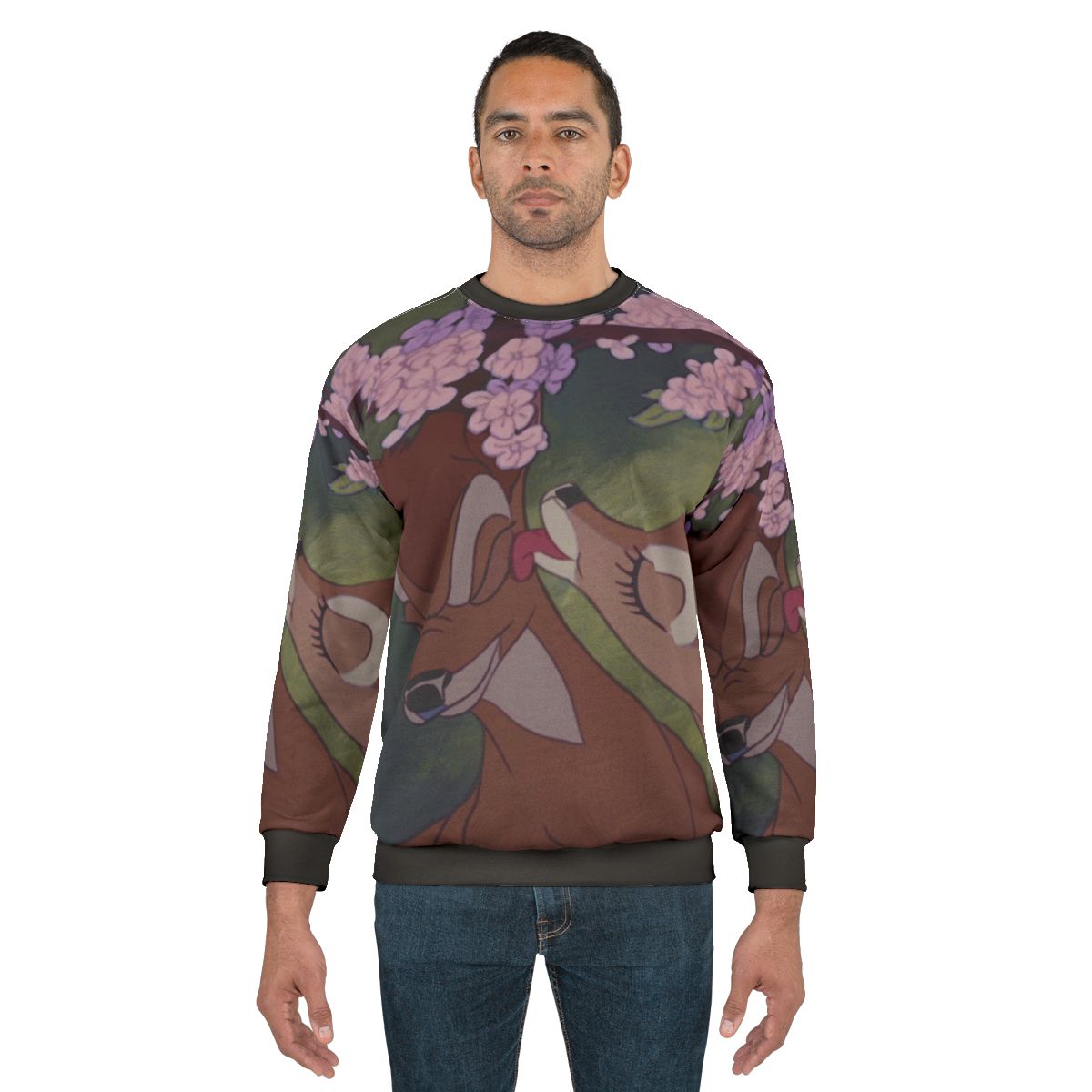 Disney inspired Bambi kiss sweatshirt with deer and floral design