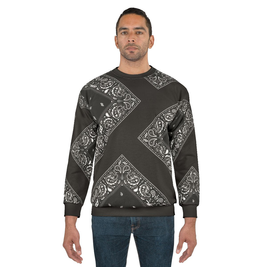 Bandana print graphic design on a cozy men's sweatshirt