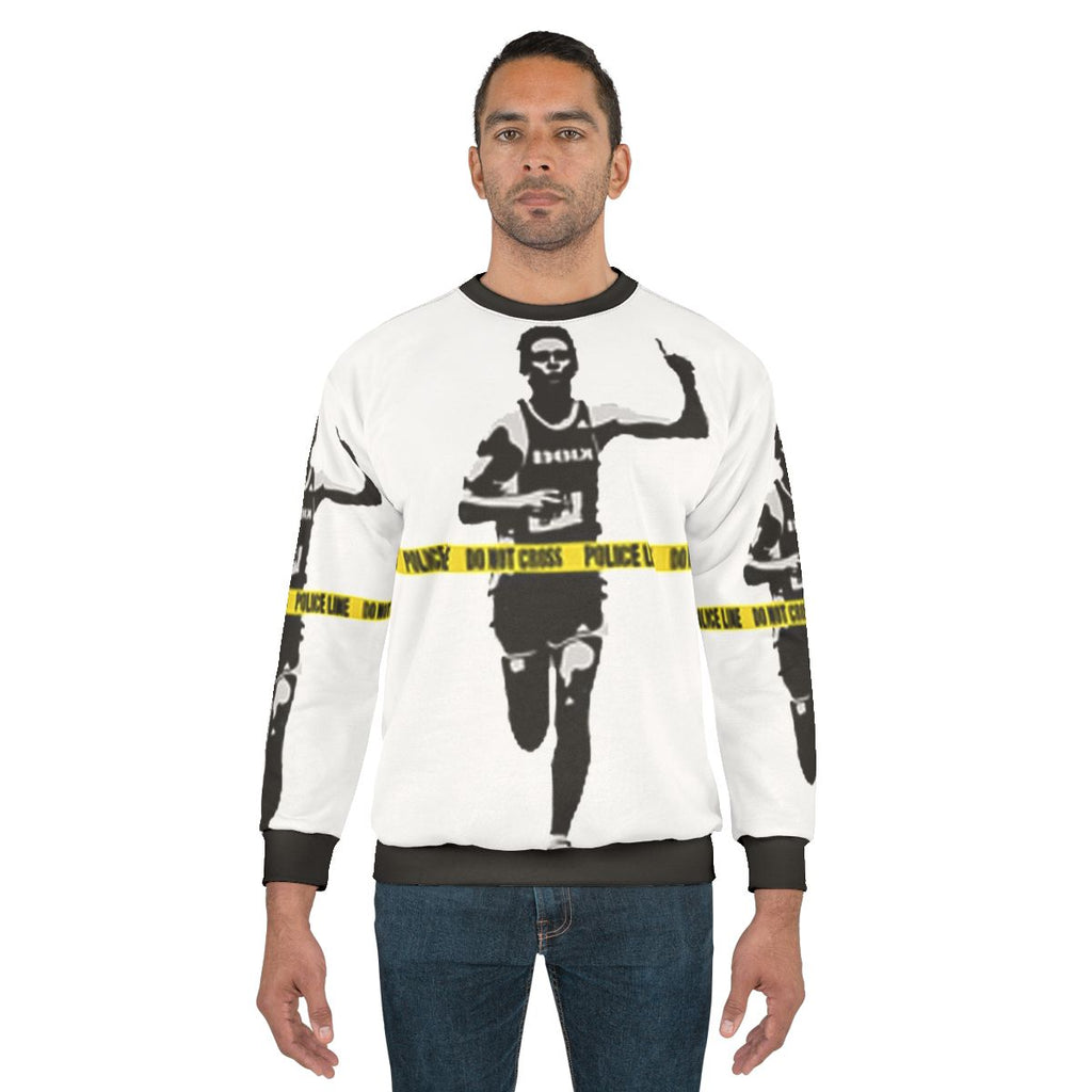 Banksy Marathon Runner Police Line Urban Art Sweatshirt