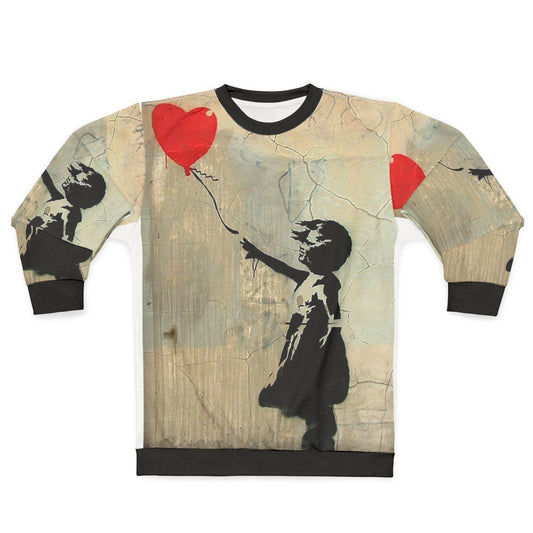 Banksy-inspired red heart balloon women's sweatshirt