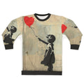 Banksy-inspired red heart balloon women's sweatshirt