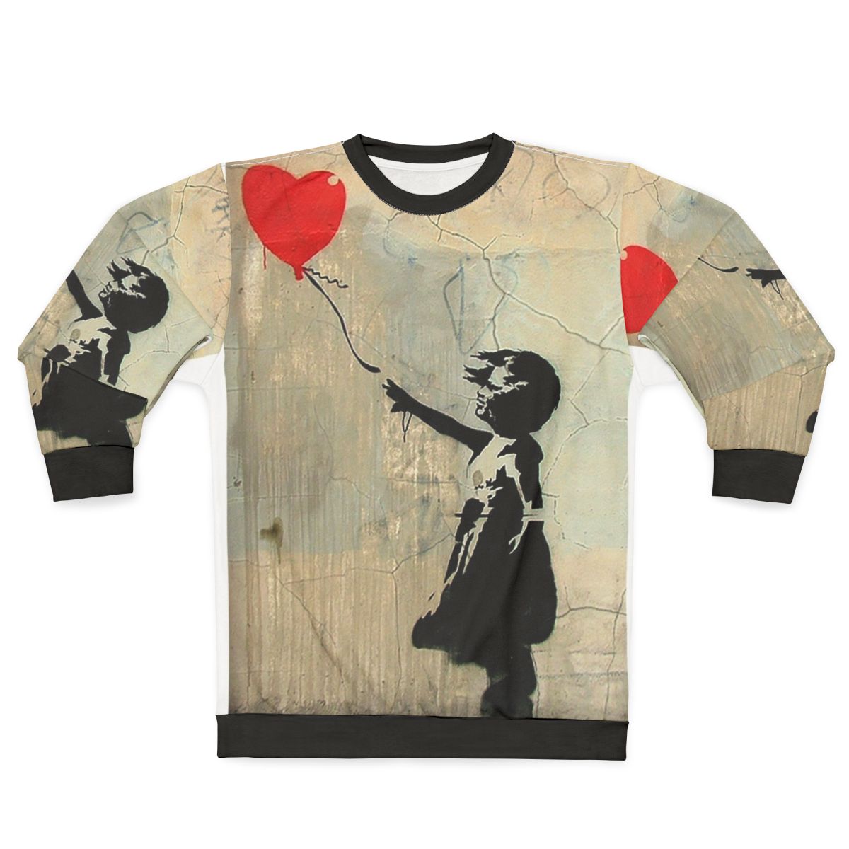 Banksy-inspired red heart balloon women's sweatshirt