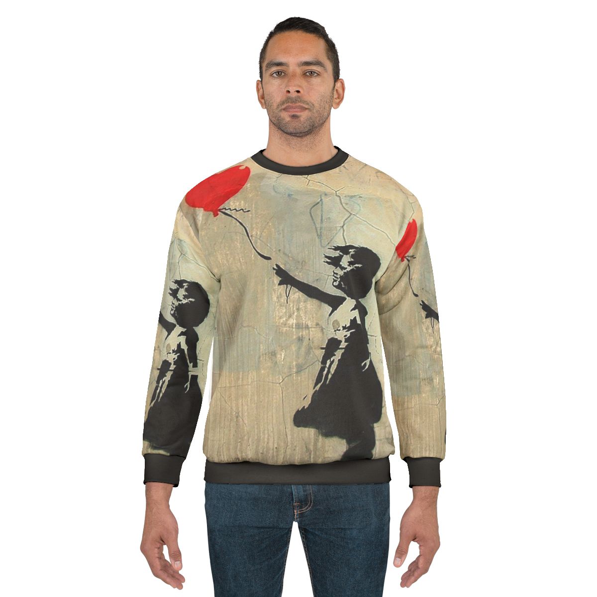 Banksy-inspired red heart balloon women's sweatshirt