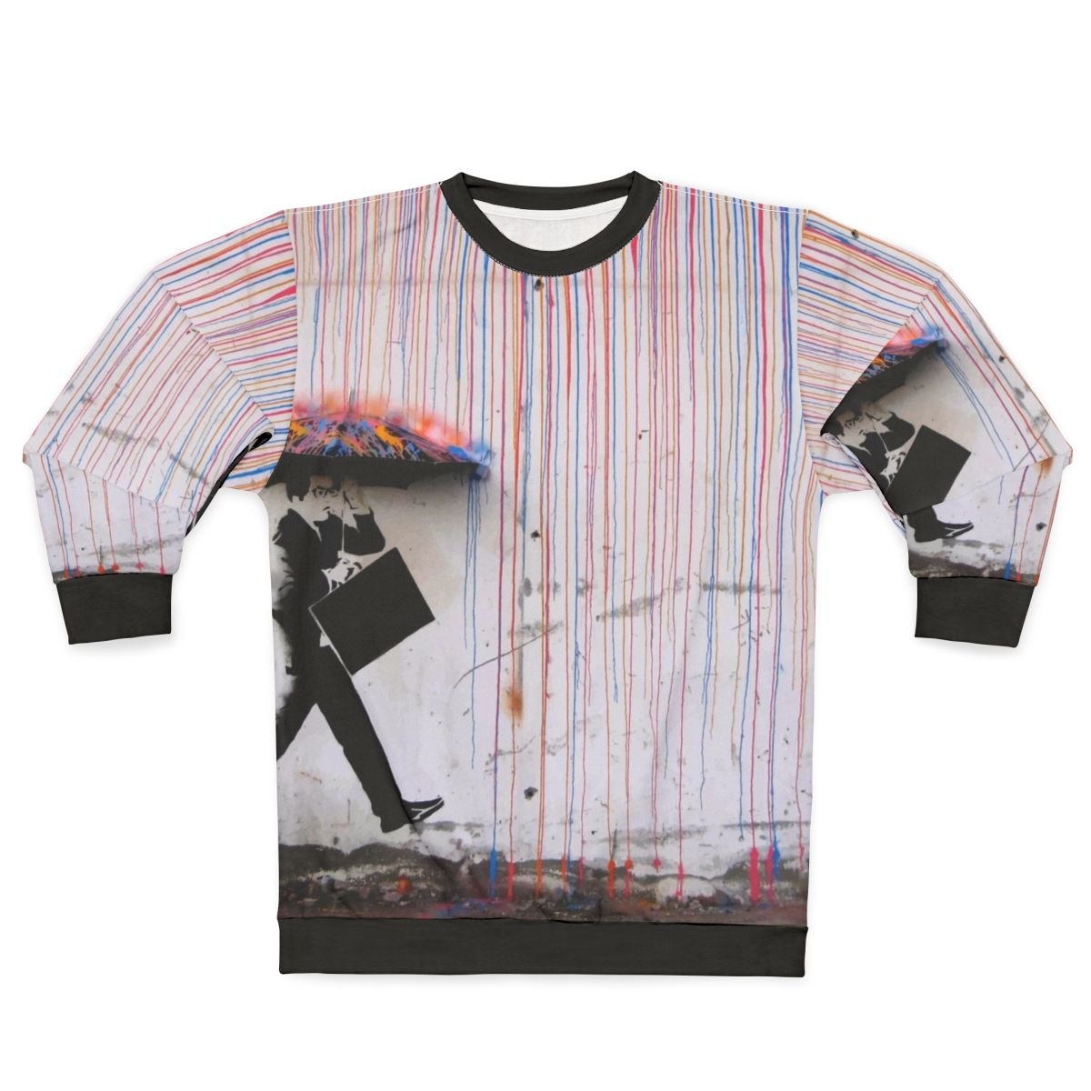 Banksy rainbow umbrella girl graphic sweatshirt