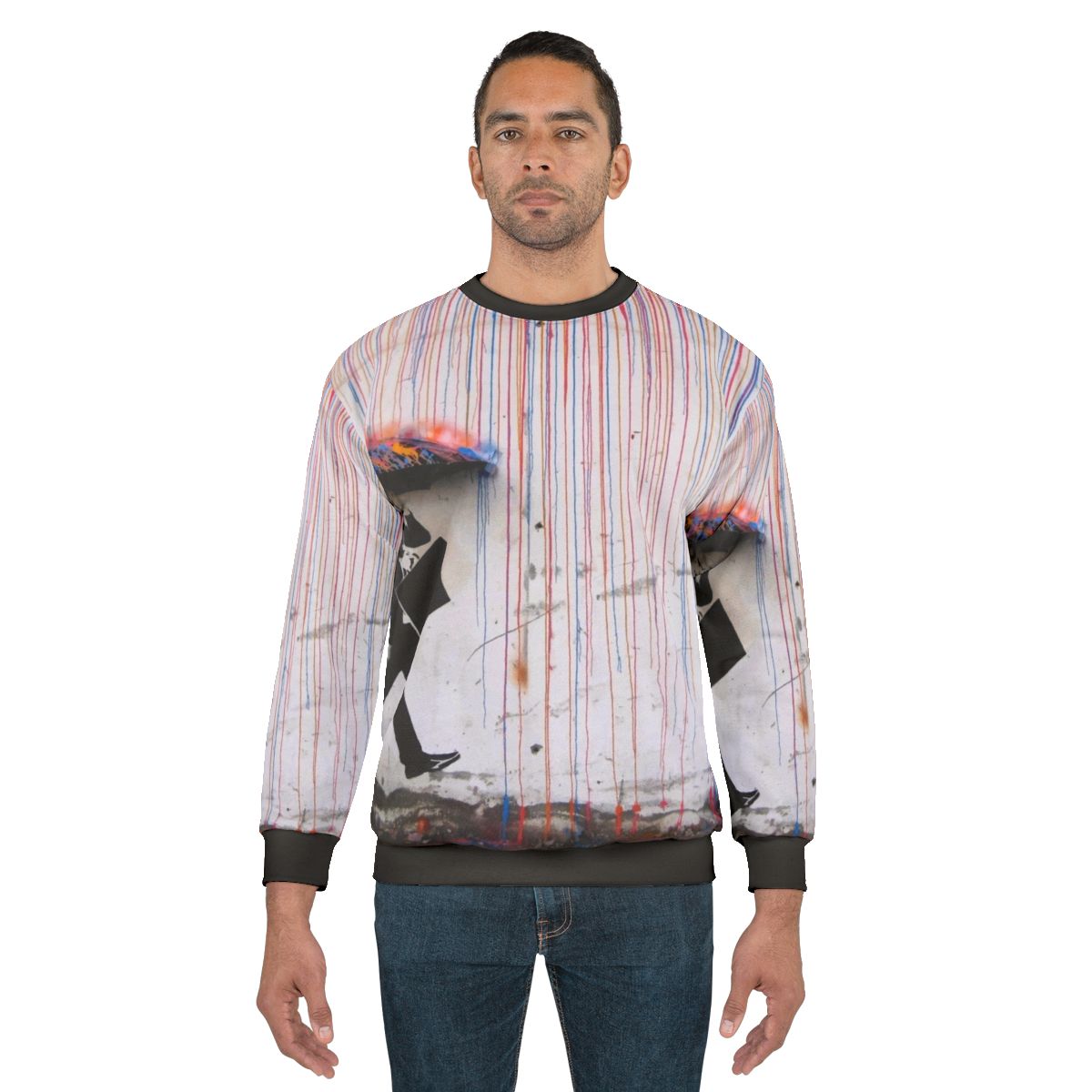 Banksy rainbow umbrella girl graphic sweatshirt