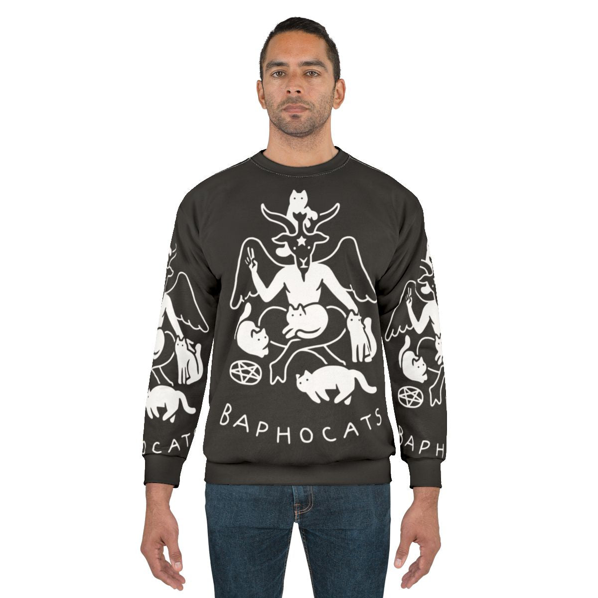 Baphomet sweatshirt with horns and pentagram design