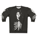 Barbara Steele as the "Queen of Horror" wearing a black and gothic-inspired sweatshirt