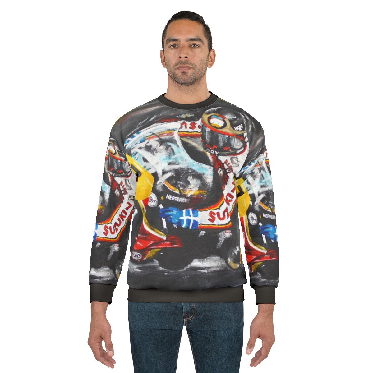 Barry Sheene Motorsport Art Oil Painting Sweatshirt