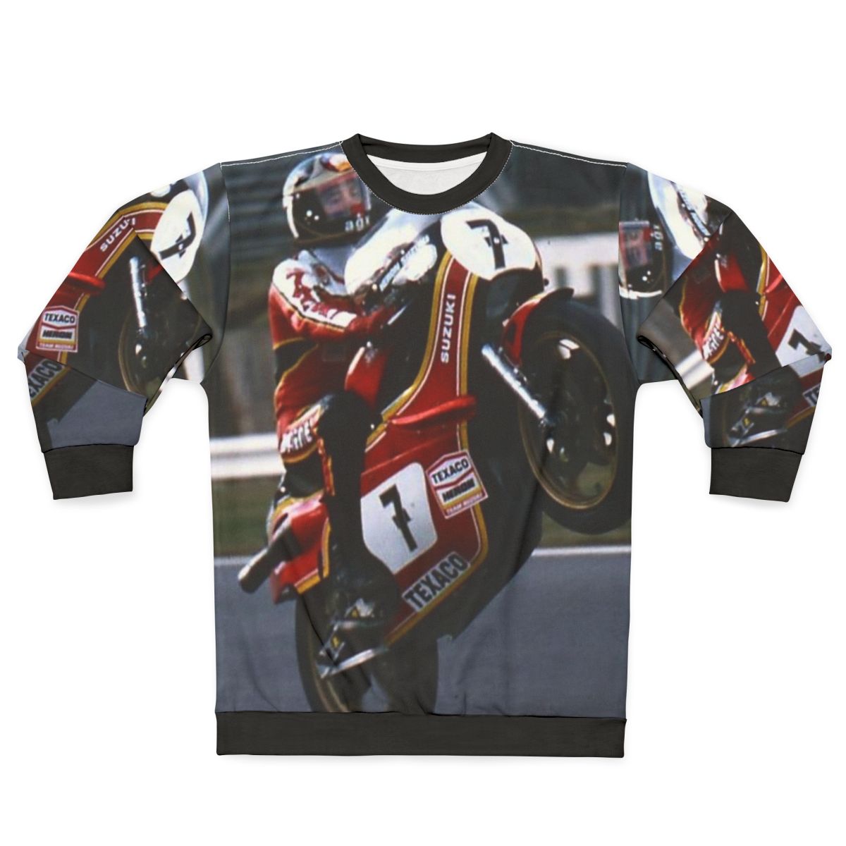 Barry Sheene Motorcycle Sweatshirt featuring vintage motorbike and road racing design