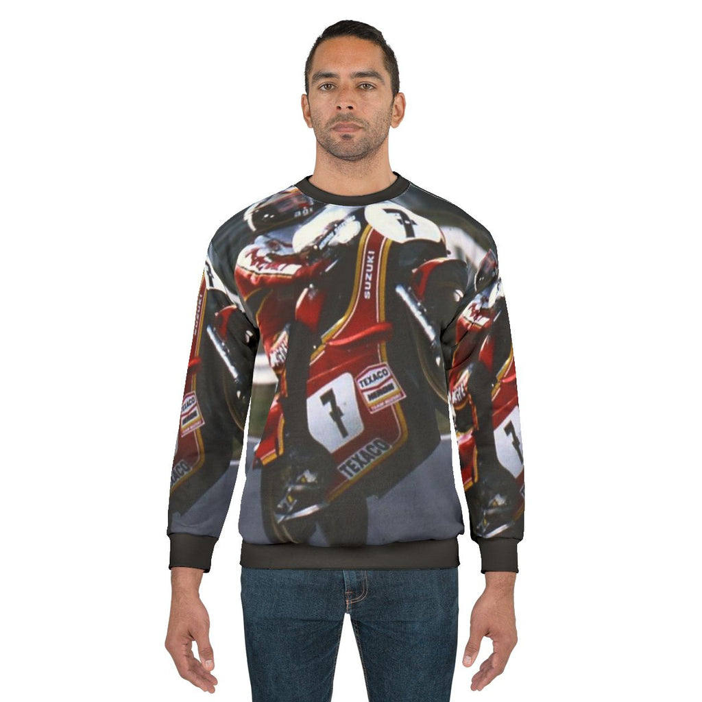Barry Sheene Motorcycle Sweatshirt featuring vintage motorbike and road racing design