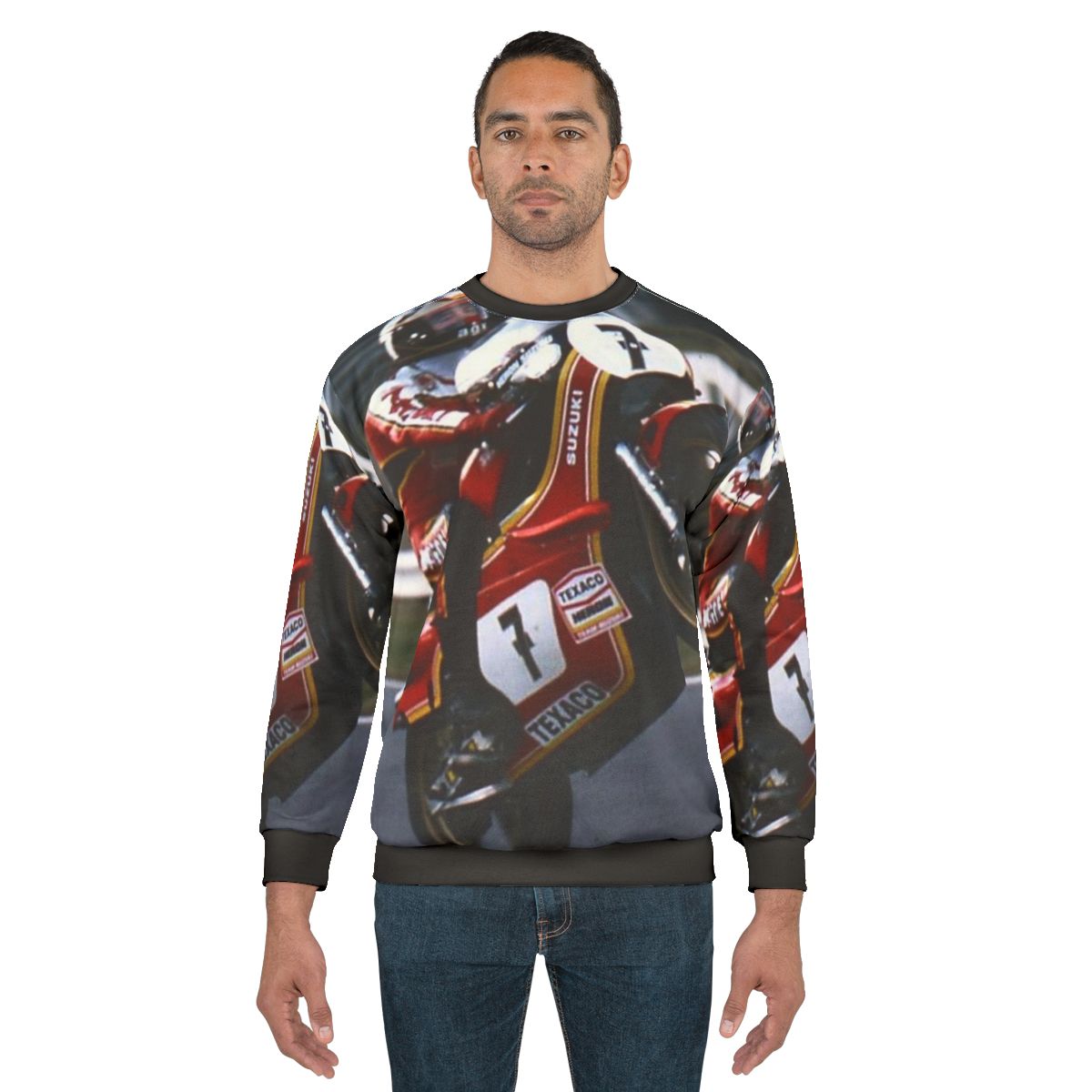 Barry Sheene Motorcycle Sweatshirt featuring vintage motorbike and road racing design