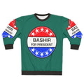 "Bashir For President" sci-fi sweatshirt featuring retro Star Trek pop art design