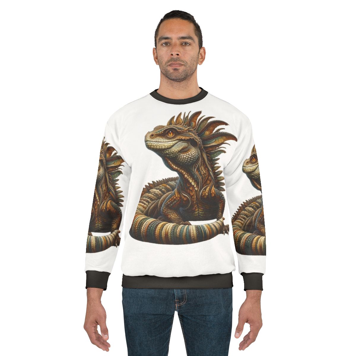 Embroidered Basilisk Sweatshirt - Legendary Fantasy Creature