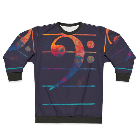 Colorful bass clef music sweatshirt