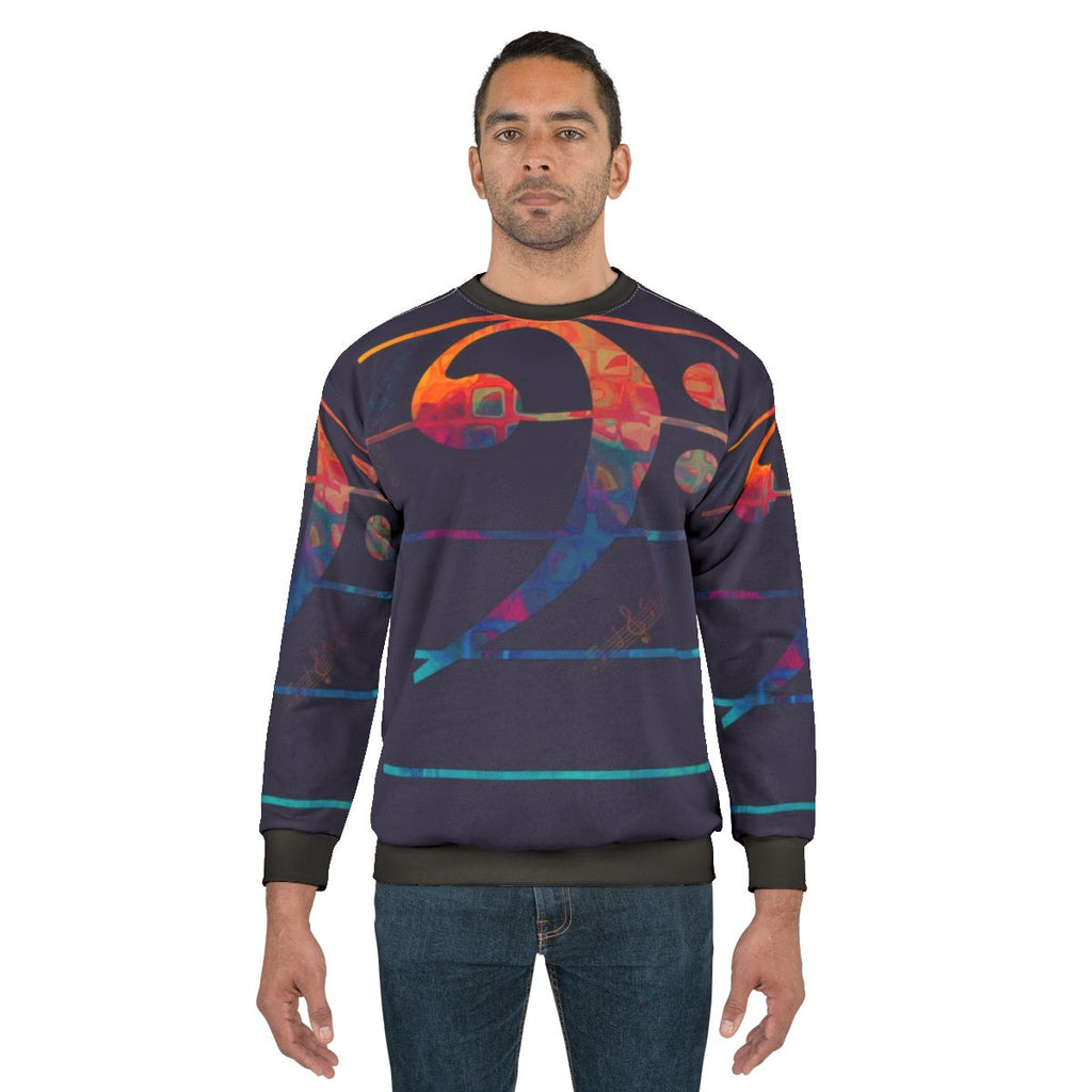 Colorful bass clef music sweatshirt