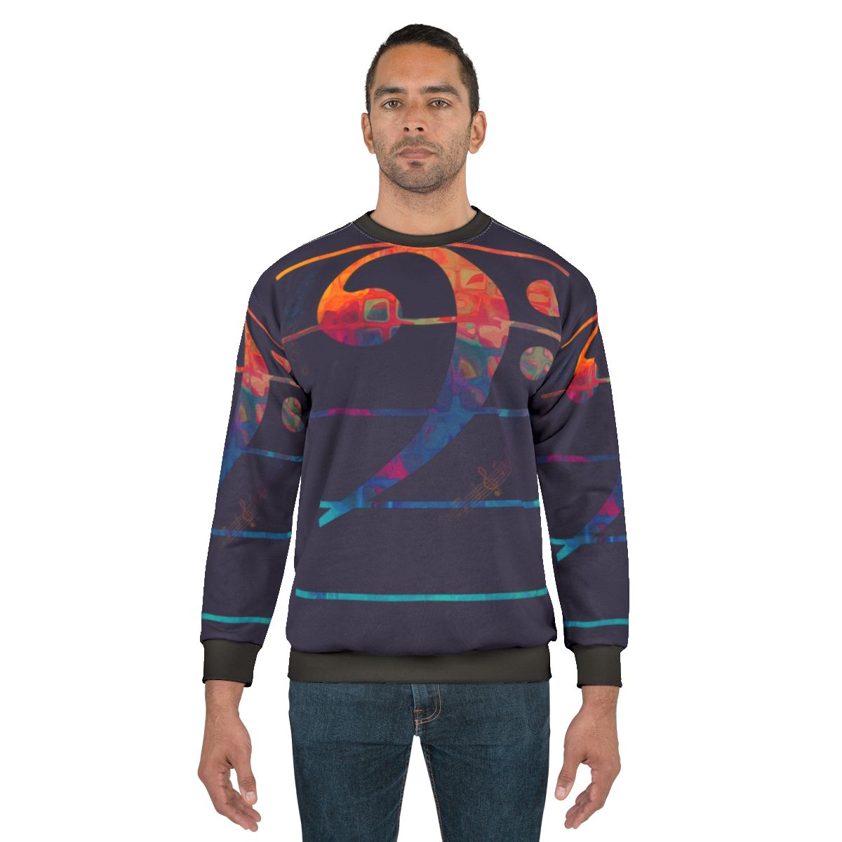 Colorful bass clef music sweatshirt