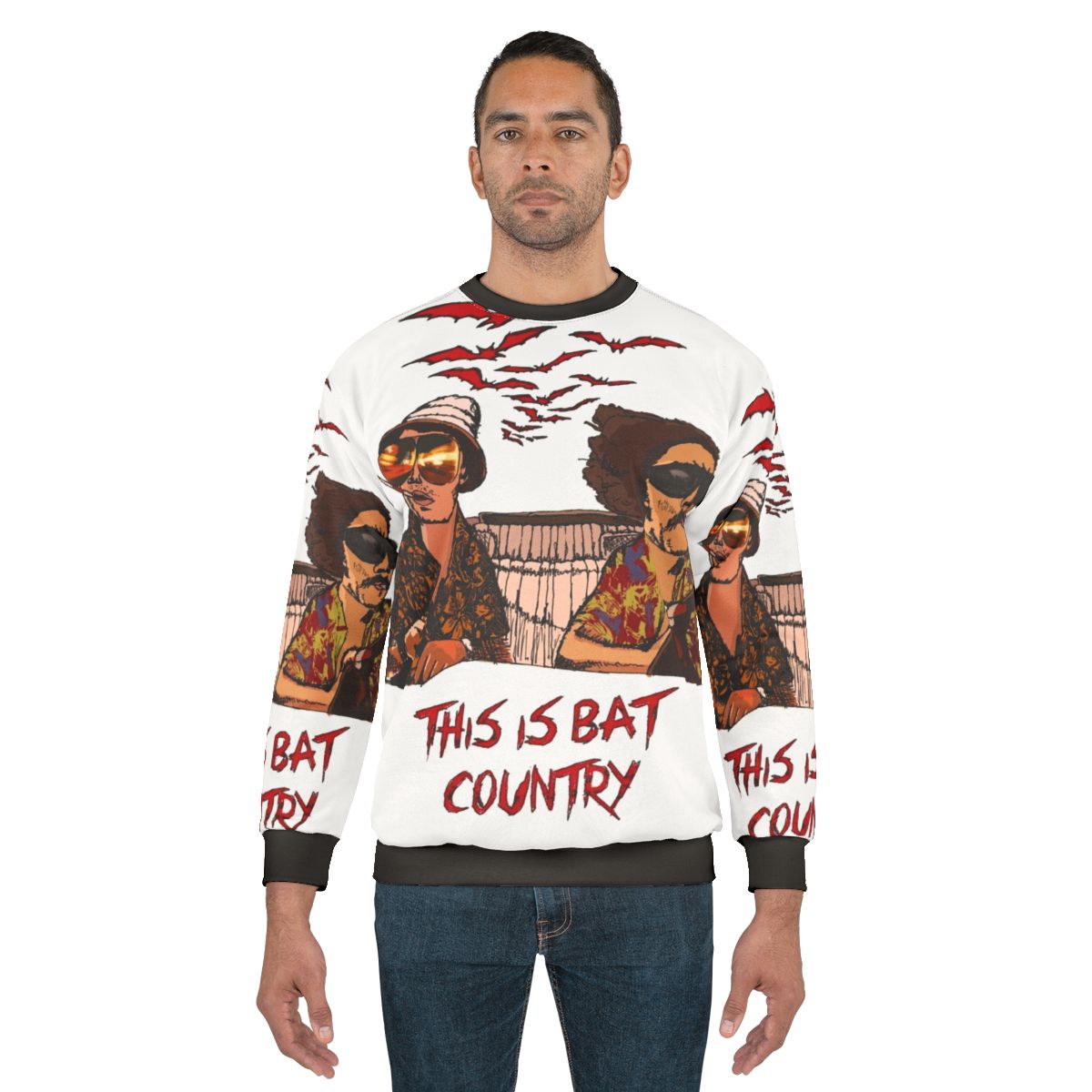 Bat Country Sweatshirt with Fear and Loathing in Las Vegas and Hunter S. Thompson inspired psychedelic design