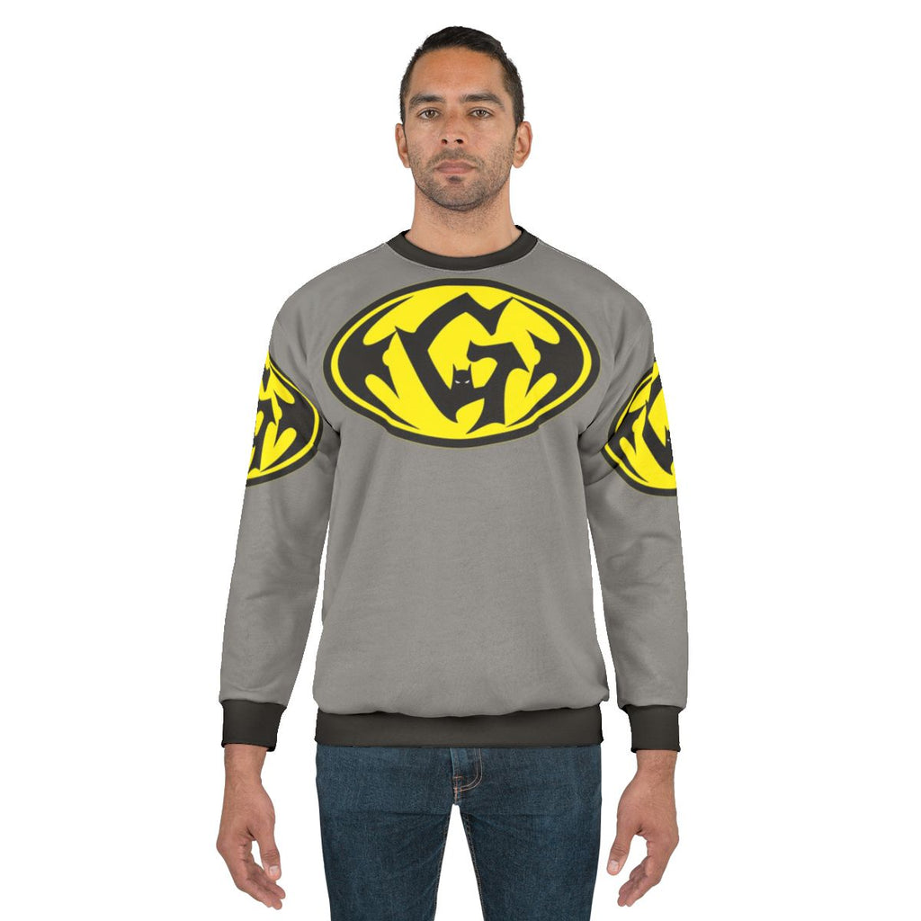 Bat letter sweatshirt with superhero alphabet design