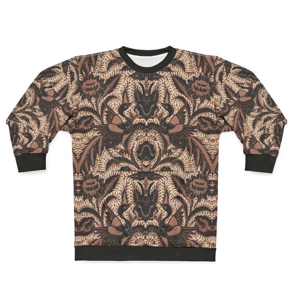 Batik Sweatshirt with Traditional Indonesian Bird and Flower Designs