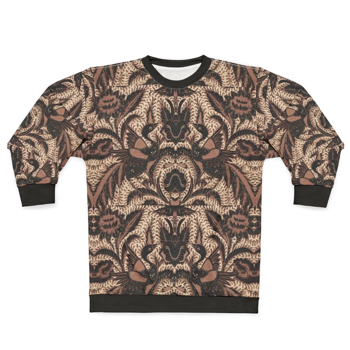 Batik Sweatshirt with Traditional Indonesian Bird and Flower Designs