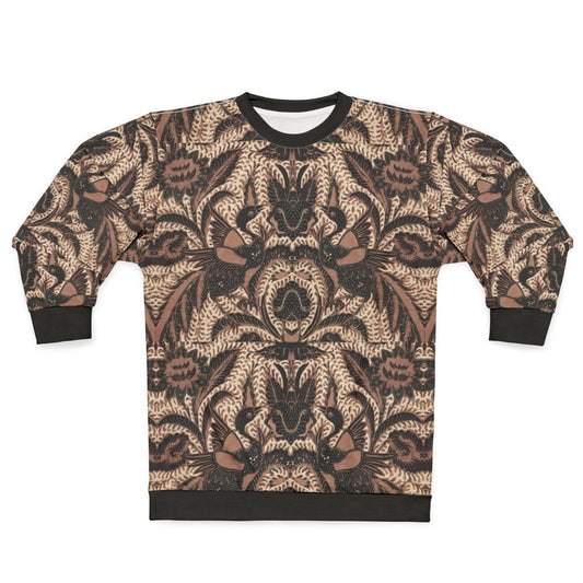 Batik Sweatshirt with Traditional Indonesian Bird and Flower Designs