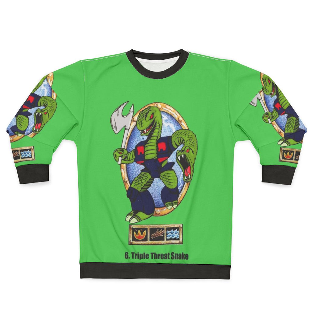 Battle Beasts 80s-style sweatshirt featuring vintage action figure graphics