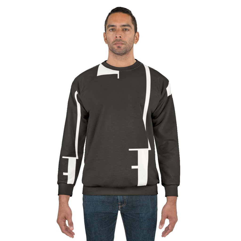 Bauhaus inspired sweatshirt with geometric face and profile design