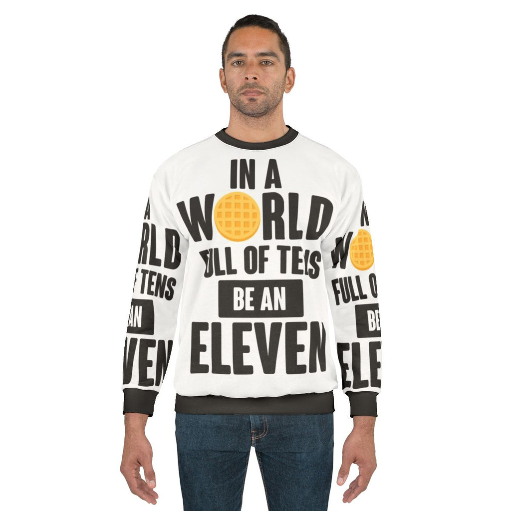 Eleven Waffle Print Sweatshirt for Stranger Things Fans