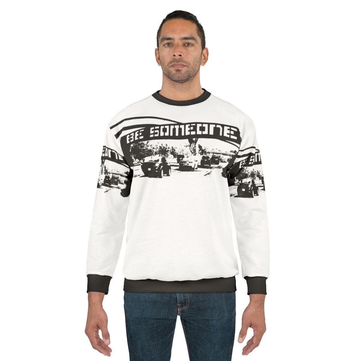 "Be Someone" Houston Sweatshirt with Graffiti-Inspired Two-Tone Design